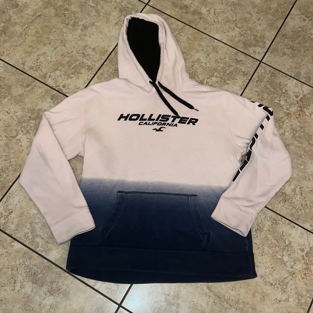 Hollister, men’s hoodies, size large, pink, and blue